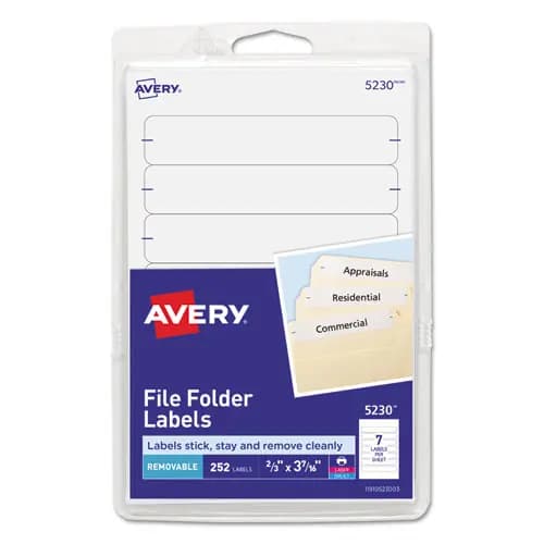 Avery® Removable File Folder Labels with Sure Feed® Technology
