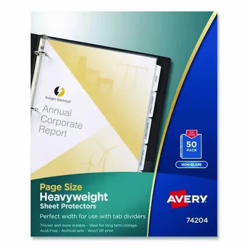 Avery® Top-Load Poly Three-Hole Sheet Protectors, Non-Glare, Letter, 50/Box