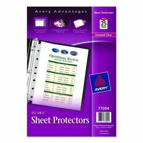 Avery® Top Load Sheet Protector, Heavyweight, 8.5 x 5.5, Clear, 25/Pack