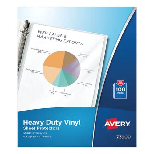 Avery® Top-Load Vinyl Sheet Protectors, Heavy Gauge, Letter Size, Clear, 100/Box
