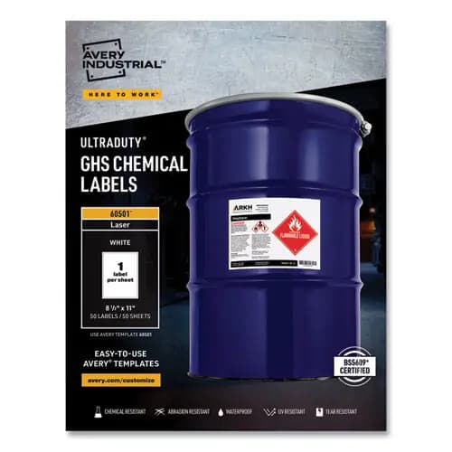 Avery® UltraDuty® GHS Chemical Waterproof & UV Resistant Labels