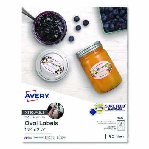 Avery® White Dissolvable Labels with Sure Feed® Technology