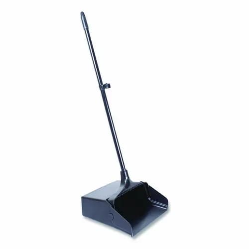 Boardwalk® Lobby Dust Pan, 11.75 x 37, 34" Handle, Plastic/Aluminum, Black