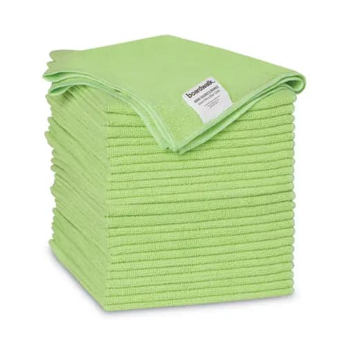 Boardwalk® Microfiber Cleaning Cloths, Green, 24 Pack