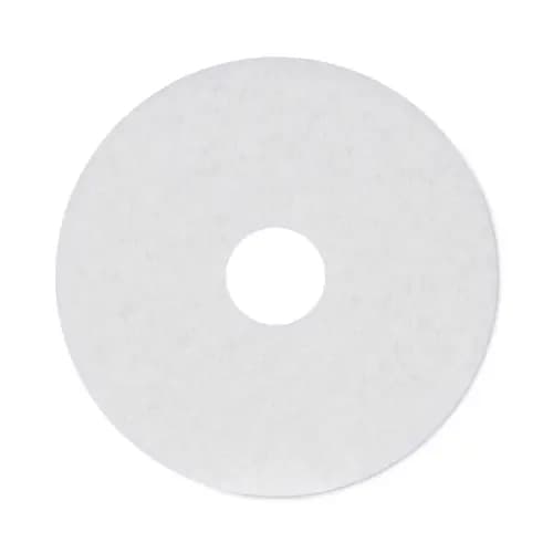 Boardwalk® Polishing Floor Pads, 15" Diameter, White, 5/Carton