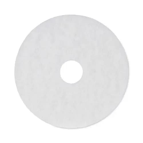 Boardwalk® Polishing Floor Pads, 16" Diameter, White, 5/Carton