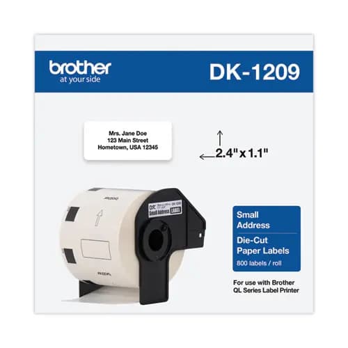 Brother Die-Cut Address Labels, 1.1" x 2.4", White, 800 Labels/Roll