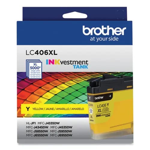 Brother LC406XLYS INKvestment High-Yield Ink Cartridge, Yellow, 5,000 Page Yield