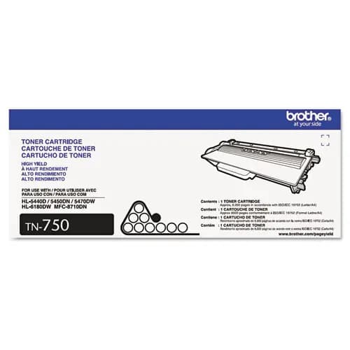 Brother TN750 High-Yield Toner Cartridge, Black, 8,000 Page Yield