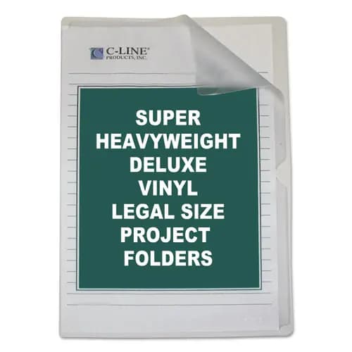 C-Line® Deluxe Vinyl Project Folders, Legal Size, Clear, 50/Box