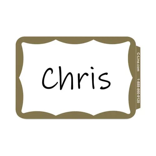 C-Line® Self-Adhesive Name Badges, Gold, 3.5" x 2.25", 100/Box