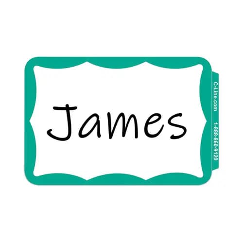 C-Line® Self-Adhesive Name Badges, Green, 100/Box
