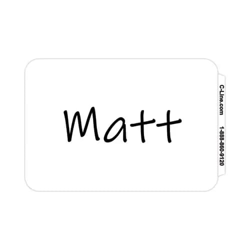 C-Line® Self-Adhesive Name Badges, 3.5 x 2.25, White, 100/Box