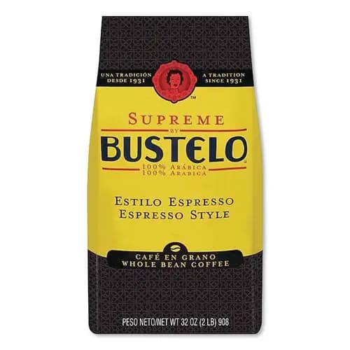 Café Bustelo Supreme Espresso-Style Whole Bean Coffee, Dark Roast, 2 lb Bag