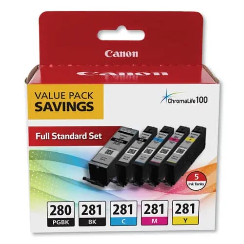 Canon® 2075C006 (PGI-280; CLI-281) Ink Cartridge Pack, Black XL, Black, Cyan, Magenta, Yellow