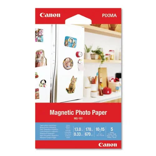 Canon® Glossy Magnetic Photo Paper, 4 x 6, White, 5 Sheets/Pack
