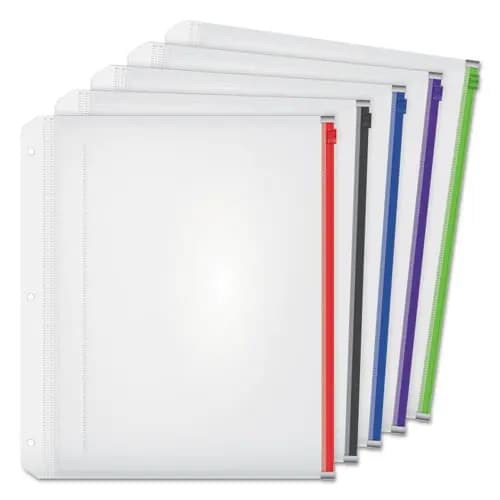 Cardinal® Expanding Zipper Binder Pocket, Assorted Colors, 5/Pack