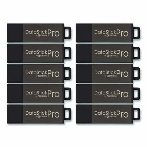 Centon DataStick Pro USB 2.0 Type A Flash Drive, 16 GB, Gray, 10/Pack