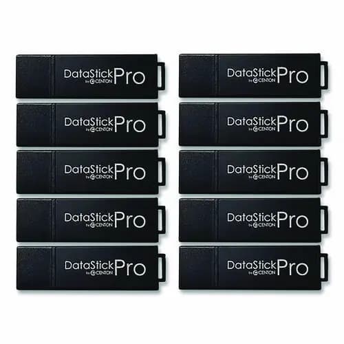 Centon DataStick Pro USB 3.2 Type A Flash Drive, 64 GB, Black, 10/Pack