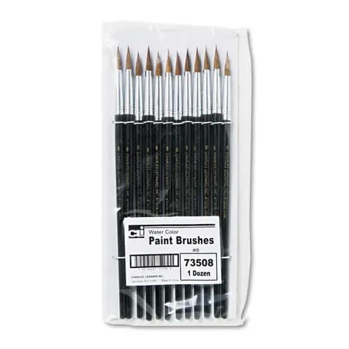 Charles Leonard® Artist Brush, Size 8, Camel Hair, Round Profile, 12/Pack