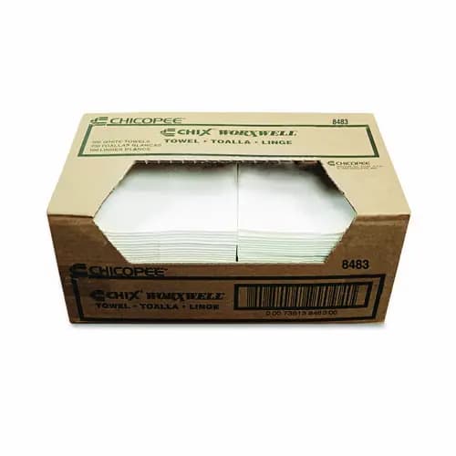 Chicopee® Durawipe Shop Towels, 13 x 15, Flat, White, 300/Carton