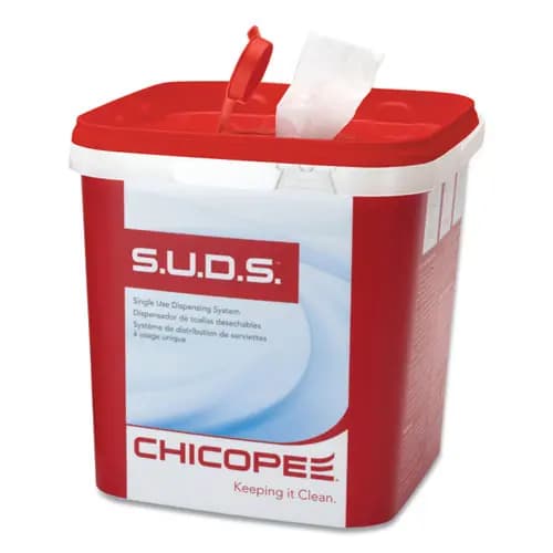 Chicopee® S.U.D.S Bucket with Lid, Red/White, 3/Carton