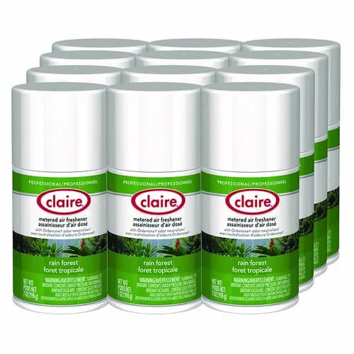 Claire® Metered Air Freshener, Rain Forest, 11 oz Aerosol Spray, 12/Carton