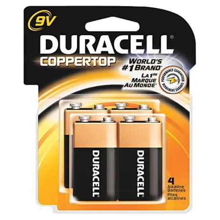 Coppertop Alkaline 9V Batteries - 4 Pack Reclosable