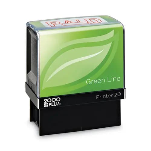 COSCO 2000PLUS® Green Line Message Stamp, Paid, 1.5 x 0.56, Red