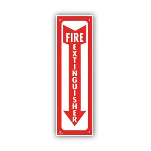 COSCO Glow-In-The-Dark Safety Sign - Fire Extinguisher, Red, 4" x 13"