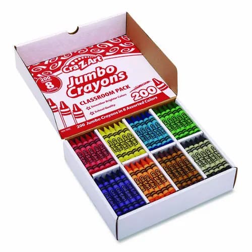 Cra-Z-Art® Jumbo Crayons, 8 Assorted Colors, 200/Pack