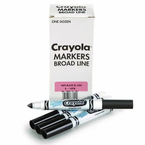 Crayola® Broad Line Washable Markers, Broad Bullet Tip, Black, 12/Box