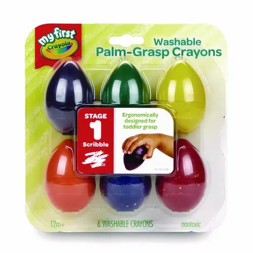 Crayola® My First Washable Palm Grasp Crayons, Assorted Colors, 6/Pack