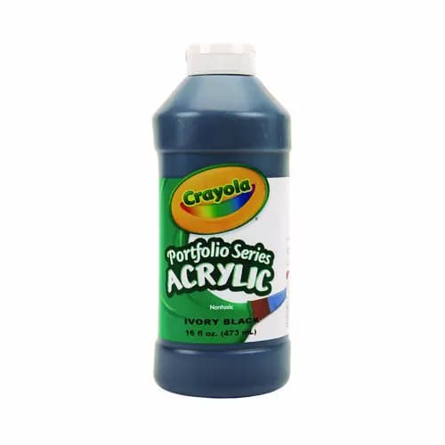Crayola® Portfolio Series Acrylic Paint, Ivory Black, 16 oz Bottle