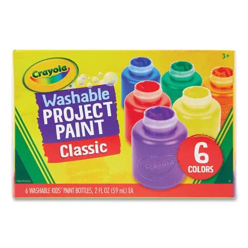 Crayola® Washable Paint, 6 Assorted Colors, 2 oz Bottles, 6 Pack