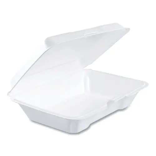 Dart® Foam Hinged Lid Containers, White, 6.4" x 9.3" x 2.6", 200/Carton