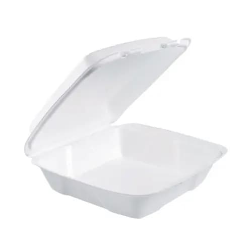 Dart® Foam Hinged Lid Containers, White, 9.01" x 9.4" x 3.1", 200/Carton