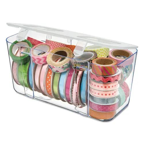 deflecto® Stackable Caddy Organizer, Medium, White, Plastic