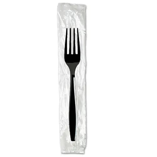 Dixie® Individually Wrapped Heavyweight Forks, Plastic, Black, 1,000/Carton