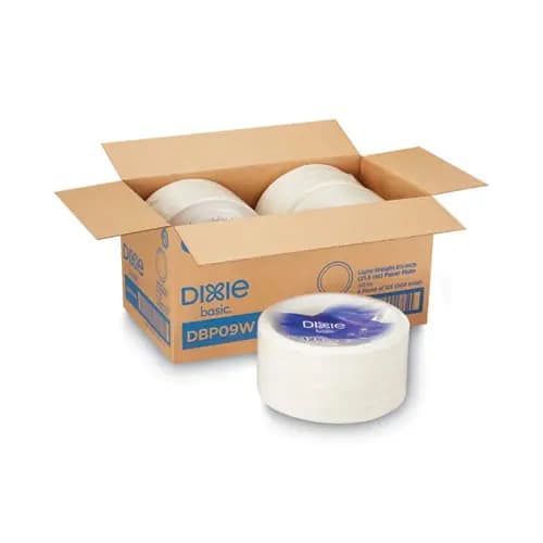 Dixie® Paper Dinnerware Plate, 8.5" Diameter, White, 125/Pack, 4/Carton