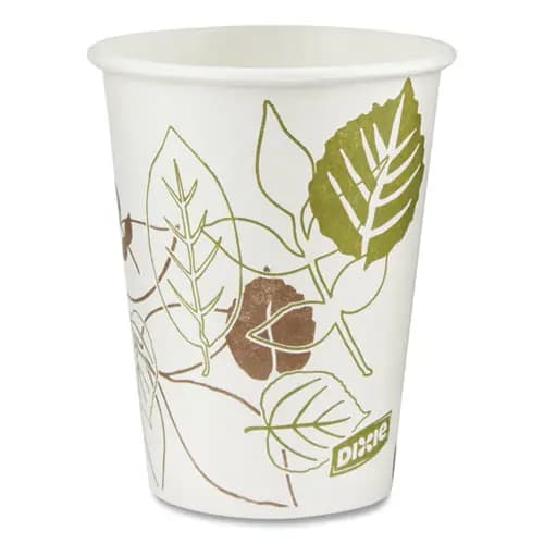 Dixie® Pathways Paper Hot Cups, 8 oz, White/Brown, 25/Bag, 20 Bags/Carton