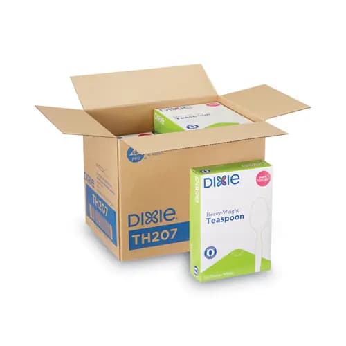 Dixie® Plastic Cutlery, Heavyweight Spoon, White, 100/Box, 10 Boxes/Carton