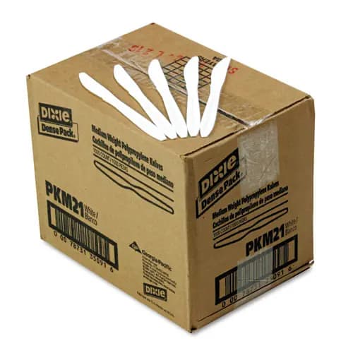 Dixie® Plastic Cutlery, Mediumweight Knife, White, 1,000/Carton