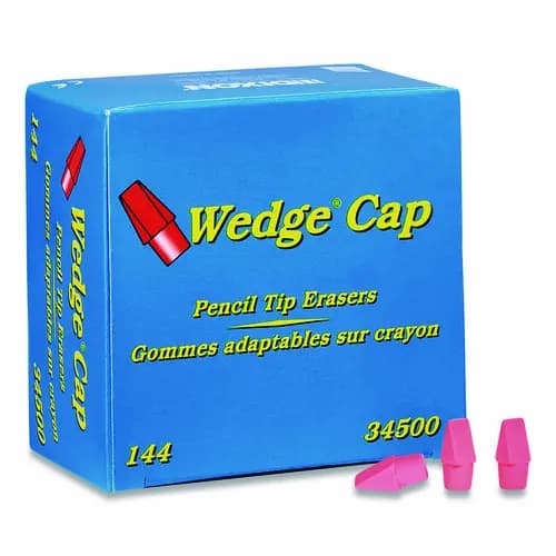 Dixon® Wedge Cap Erasers, Pink, 144/Box