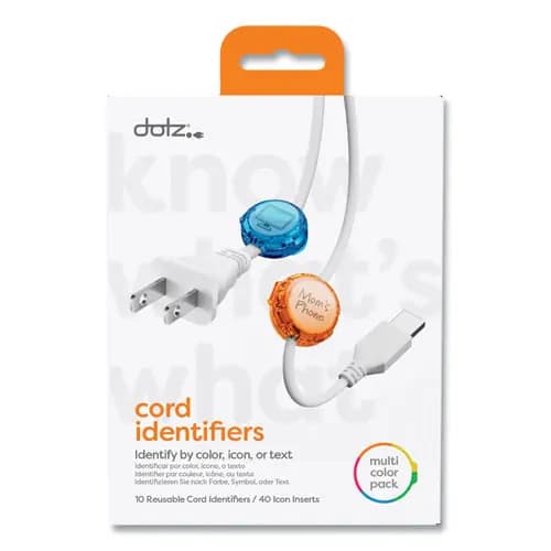 dotz® Cord ID, (10) Multi-Colored Identifiers, (40) Punch Out Icons