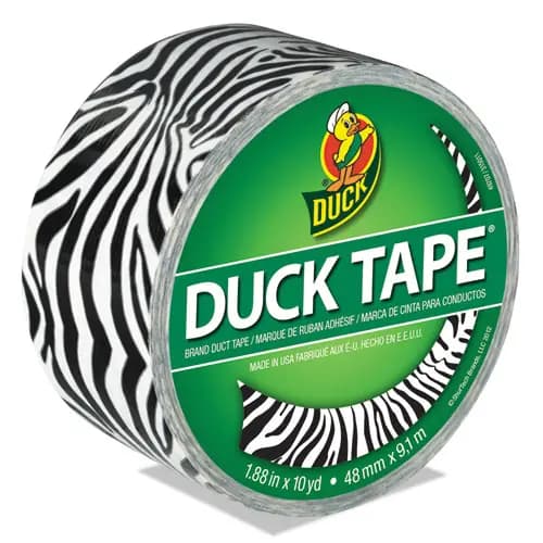 Duck® Colored Duct Tape, Black/White Zebra, 1.88" x 10 yds, 3" Core