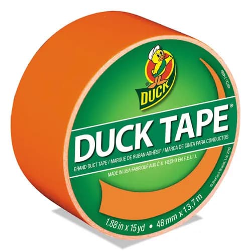 Duck® Colored Duct Tape, Neon Orange, 1.88" x 15 yds, 3" Core
