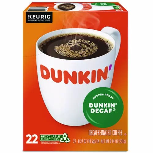 Dunkin'® K-Cup Pods, Dunkin' Decaf, 22/Box