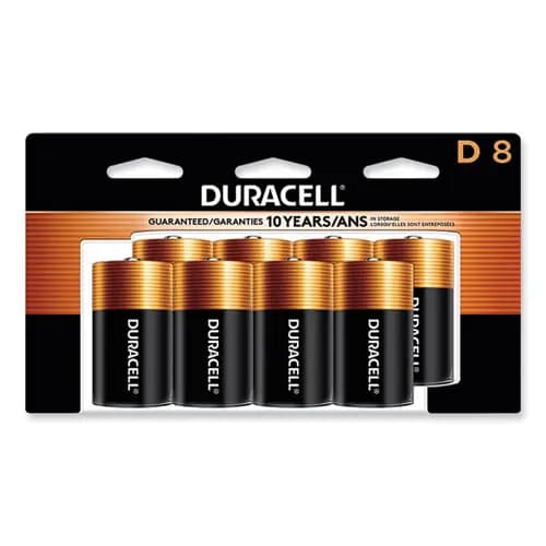 Duracell® CopperTop Alkaline D Batteries, Peggable Retail Pack, 8/Pack