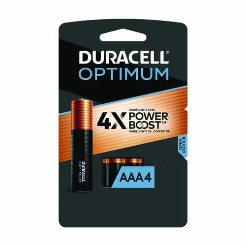 Duracell® Optimum Alkaline AAA Batteries, 4/Pack